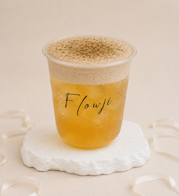 Cold pressed apple juice Hojicha Cloud 